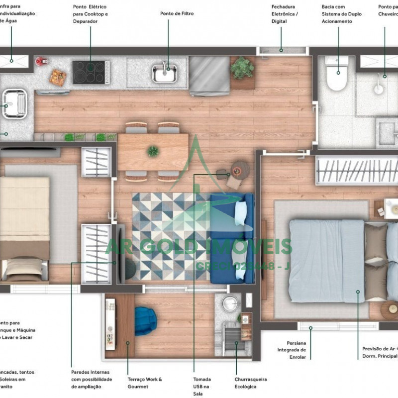 Apartamento à venda em Santa Cecília | 34,51m² | 2 dormitórios | Condomínio Habitat Santa Cecília | 
