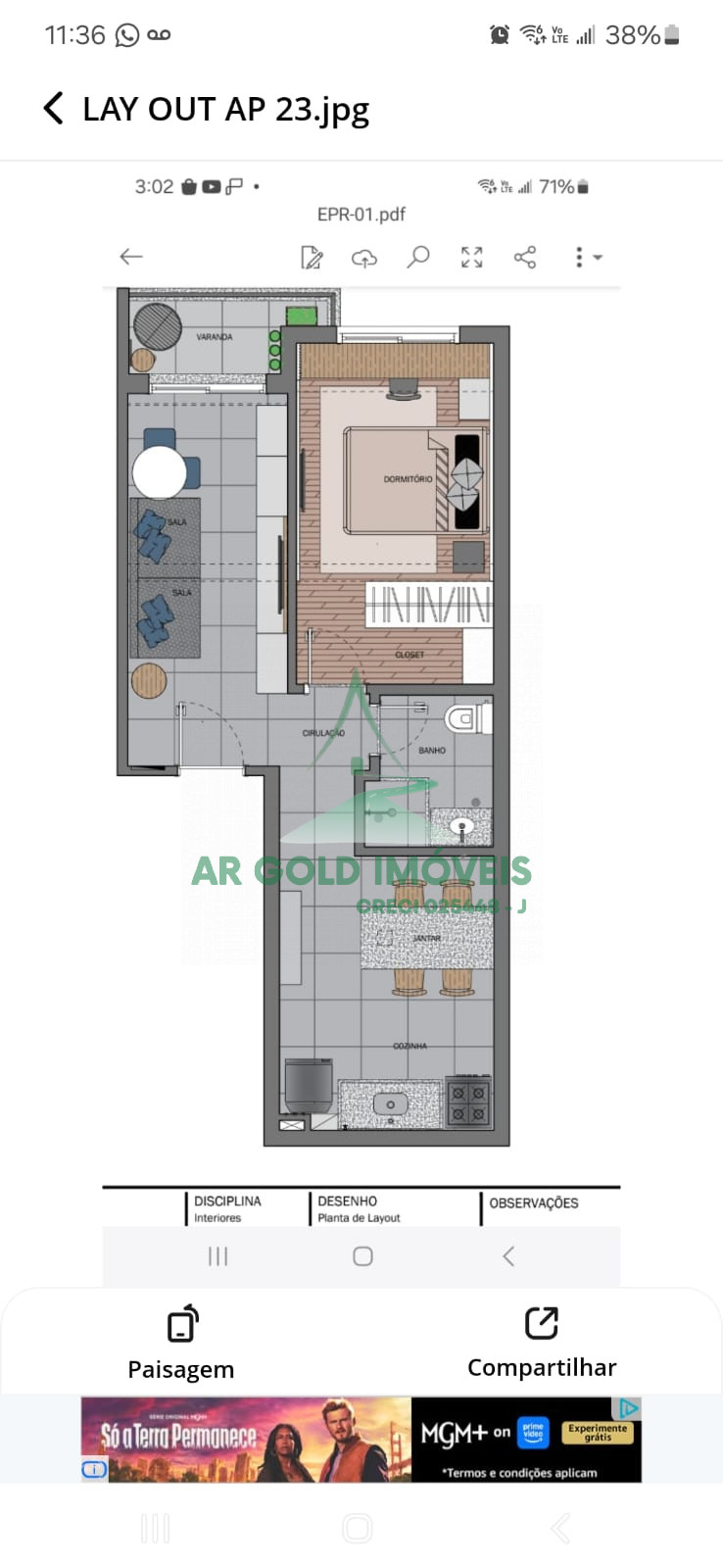 Apartamento à venda na Zona Oeste | 45m² | 1 dormitório | Varanda | Decorado