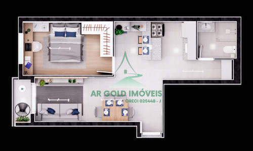 Apartamento à venda na Zona Oeste | 45m² | 1 dormitório | Varanda | Decorado