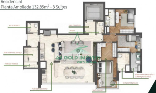 Apartamento alto padrão à venda no Butantã | 132m² | 3 suítes | Varanda gourmet | 2 vagas